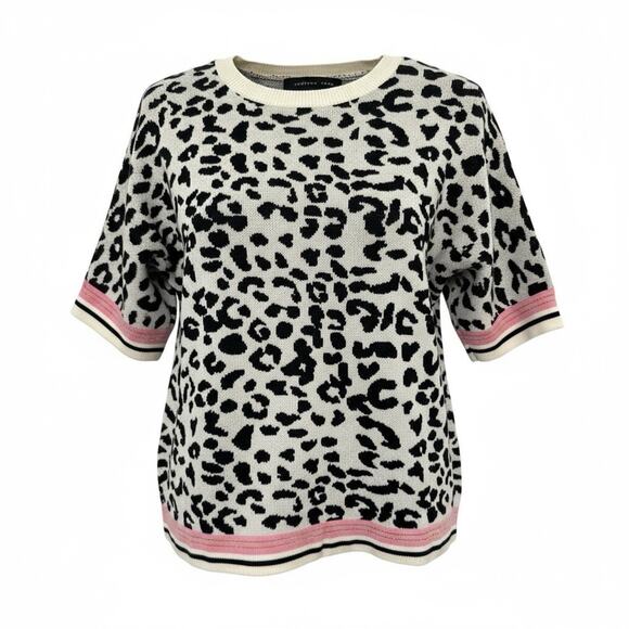 Endless Rose Anthropologie leopard print short-sleeve sweater Size S/M - Picture 1 of 8